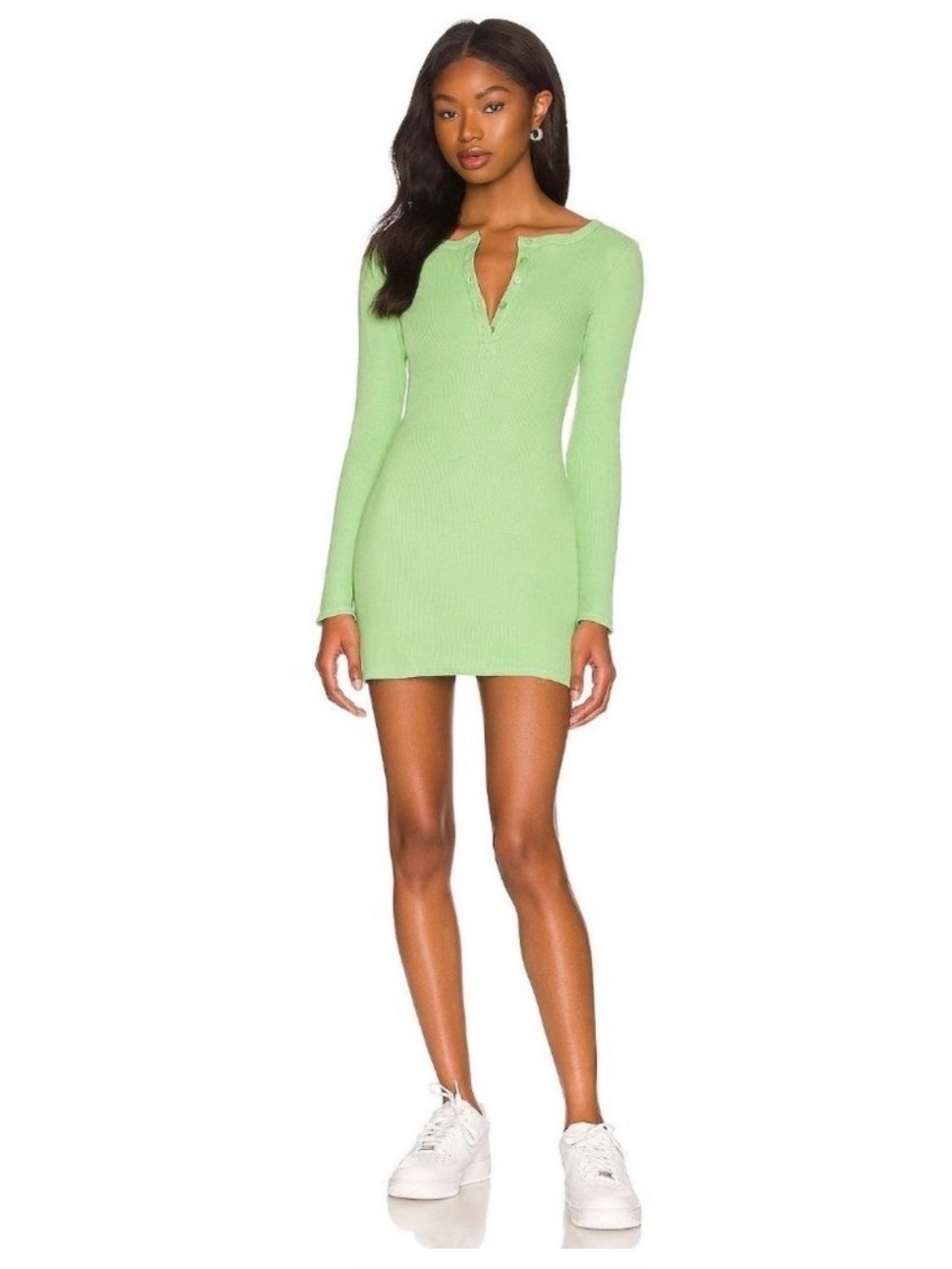 Lovers + Friends Henry Waffle Mini Dress Fern Green Women's Size Small like new